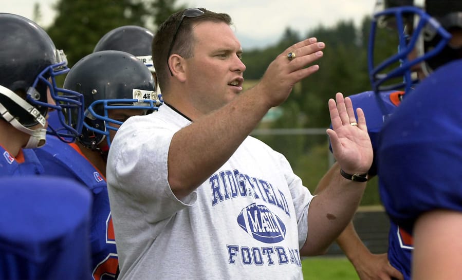 Ridgefield High School football coach George Black in 2002.