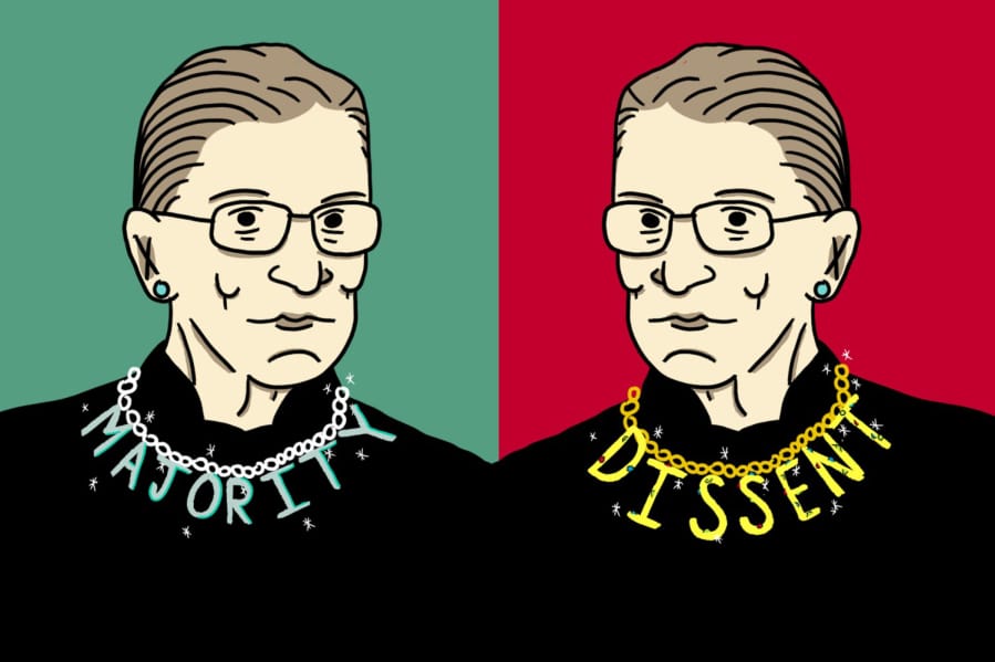 Illustration for a story about RBG&#039;s different collars.