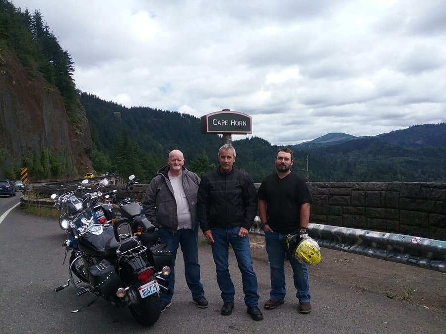 WASHOUGAL: From left is the late Rath &quot;Cy&quot; Cyrus, Dale Williams and his son, Torrin Williams, at Cape Horn in the Columbia River Gorge.