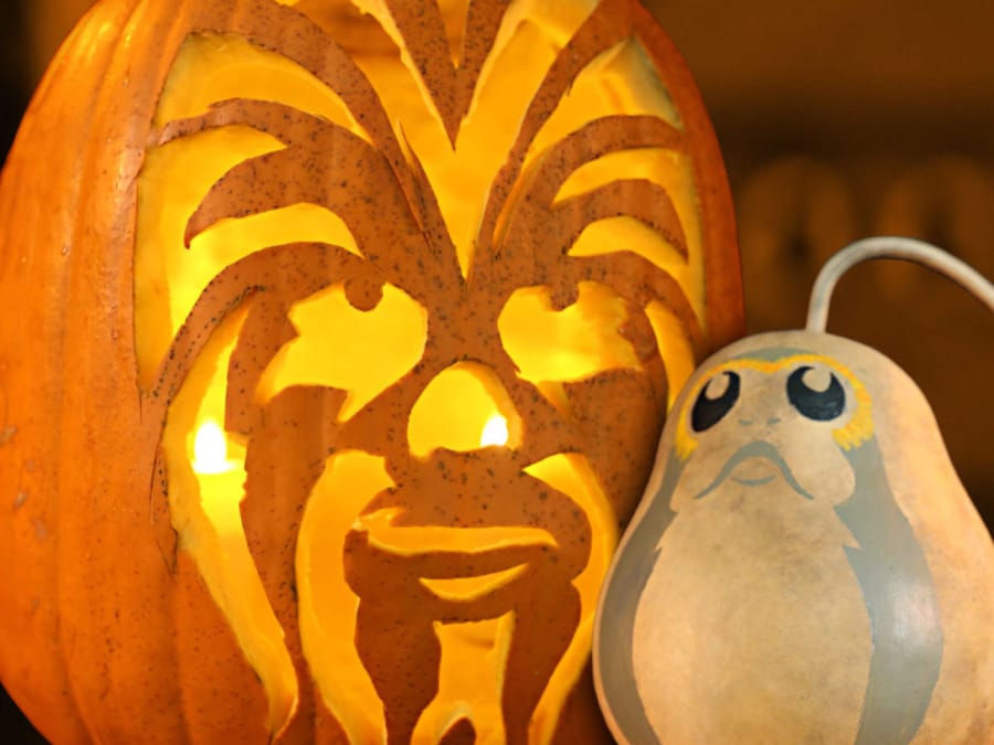 Chewbacca and porg jack-o'-lanterns (Contributed photo)