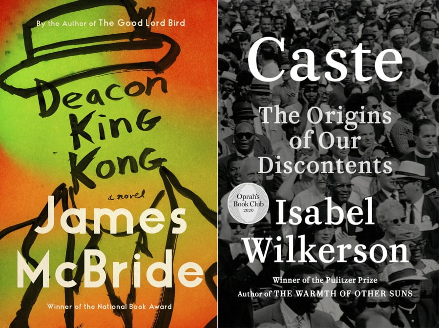 This combination photo shows cover images for &quot;Deacon King Kong,&quot; a novel by James McBride, left, and &quot;Caste: The Origins of Our Discontents&quot; by Isabel Wilkerson. McBride and Wilkerson are among the nominees for the Kirkus Prize, a $50,000 honor for the best fiction, nonfiction and children&#039;s books.