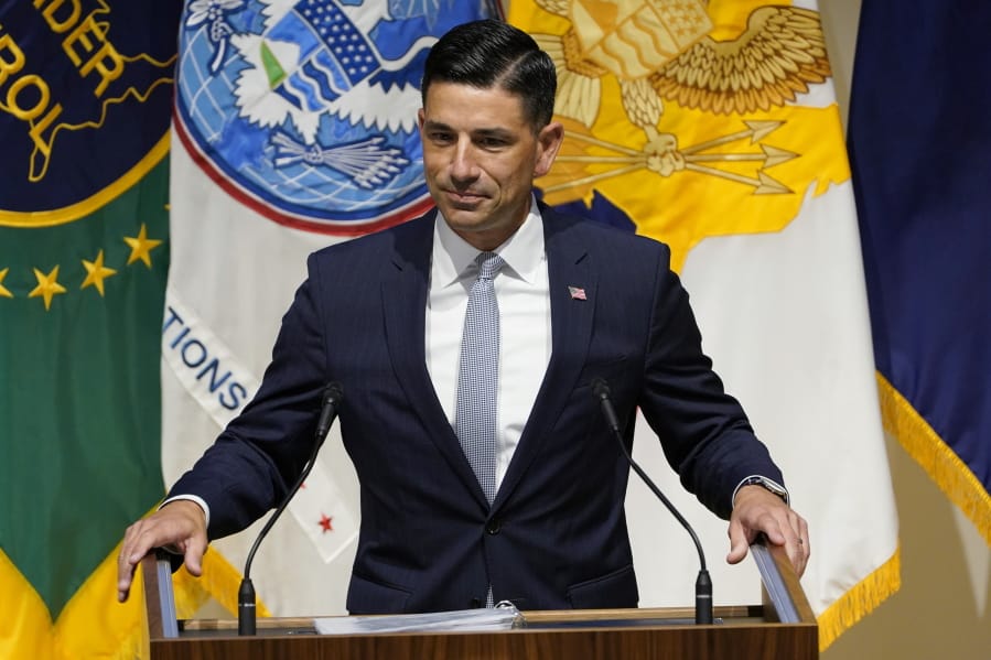 Department of Homeland Security Acting Secretary Chad Wolf speaks during an event at DHS headquarters in Washington, Wednesday, Sept. 9, 2020.