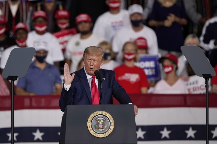 President Donald Trump speaks at a campaign rally Tuesday, Sept. 8, 2020, in Winston-Salem, N.C.
