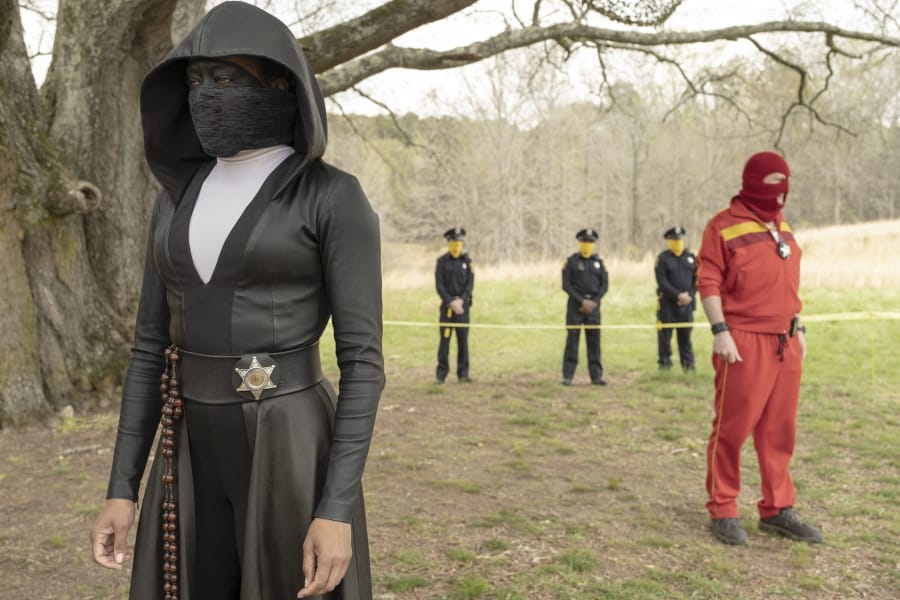 Regina King in a scene from &quot;Watchmen.&quot; The series is nominated for 26 Emmy Awards including one for outstanding limited series.