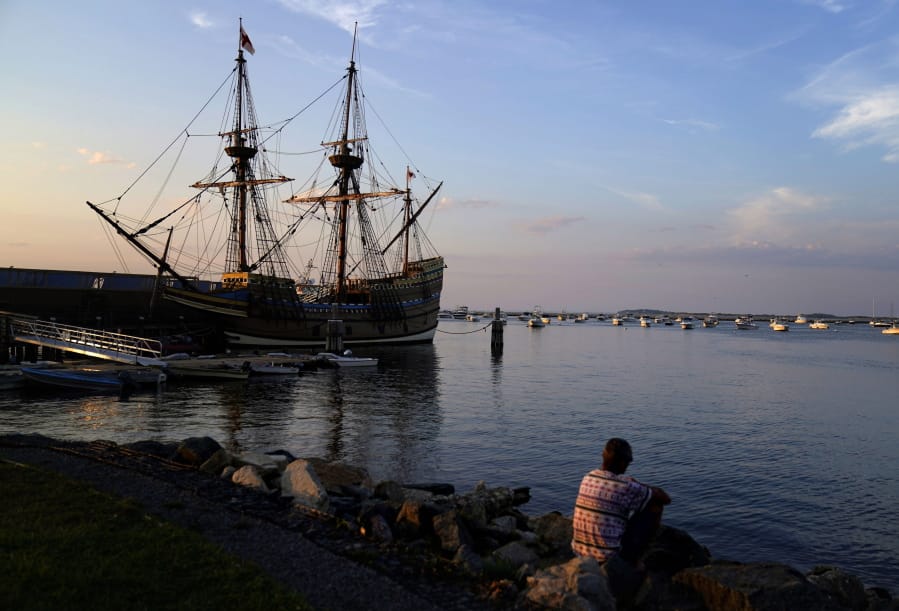 The Mayflower II, a replica of the original Mayflower ship that brought the Pilgrims to America 400 year ago, is docked in Plymouth, Mass., days after returning home following extensive renovations, Wednesday, Aug. 12, 2020. A disease outbreak that wiped out large numbers of the Native inhabitants of what is now New England gave the Pilgrims a beachhead in the &quot;New World.&quot; So, some historians find it ironic that a pandemic has put many of the 400th anniversary commemorations of the Mayflower&#039;s landing on hold.