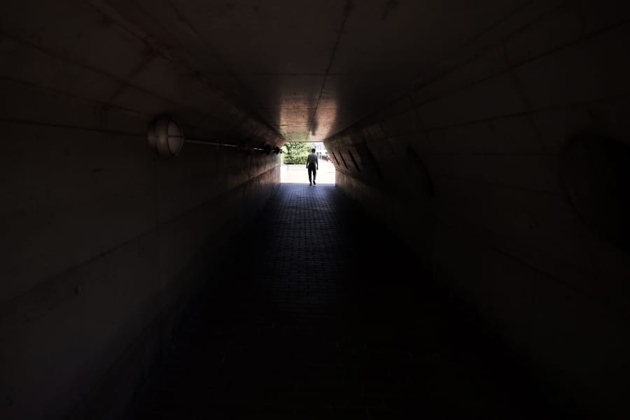 Hidekazu Tamura, 99, takes a walk though a long tunnel as a daily routine in Tokyo Friday, Aug. 28, 2020. Amid commemorations for Wednesday&#039;s 75th anniversary of the formal Sept. 2 surrender ceremony that ended WWII, Tamura, a former Japanese American living in California, has vivid memories of his time locked up with thousands of other Japanese-Americans in U.S. intern camps.