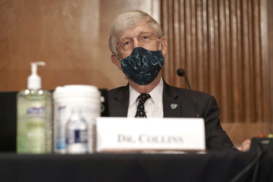 Dr. Francis Collins, Director of the National Institutes of Health, attends a Senate Health, Education, Labor and Pensions Committee hearing to discuss vaccines and protecting public health during the coronavirus pandemic on Capitol Hill, Wednesday, Sept. 9, 2020, in Washington.