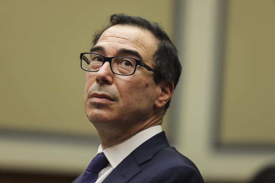 Treasury Secretary Steven Mnuchin testifies before the House Select Subcommittee on the Coronavirus Crisis, during a hybrid hearing, Tuesday, Sept. 1, 2020, on Capitol Hill in Washington.