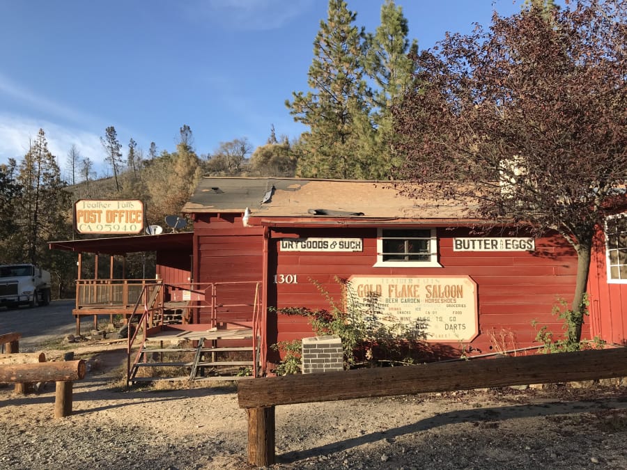 The Gold Flake Saloon survived the North Complex fire and sits relatively untouched in the fire-scorched town of Feather Falls on Thursday. &quot;It&#039;s kind of like the hub of the hill,&quot;? resident Kellie Swann said of the old saloon, where she has worked for five years. (Faith E.