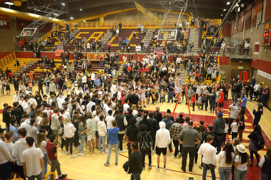 Scenes like this, after Union won the 4A bi-district boys basketball championship, won&#039;t happen until COVID-19 cases fall under 25 per 100,000 residents in Clark County. Only then will spectators beyond one parent/guardian be allowed at high school events, according to WIAA and state guidelines released Tuesday.