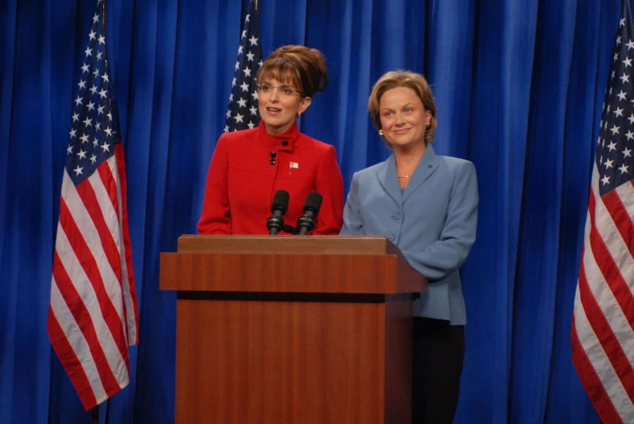Tina Fey as Gov. Sarah Palin and Amy Poehler as Sen. Hillary Clinton.