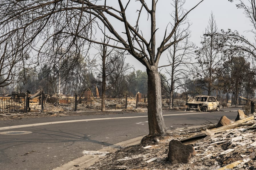 A view of the aftermath of the Almeda Fire in Talent, Oregon, on September 15, 2020. The fire destroyed eight marijuana businesses.