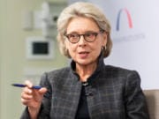 Christine Gregoire, former governor of Washington, speaks at the Bipartisan Policy Center in Washington, D.C., on April 17, 2018.