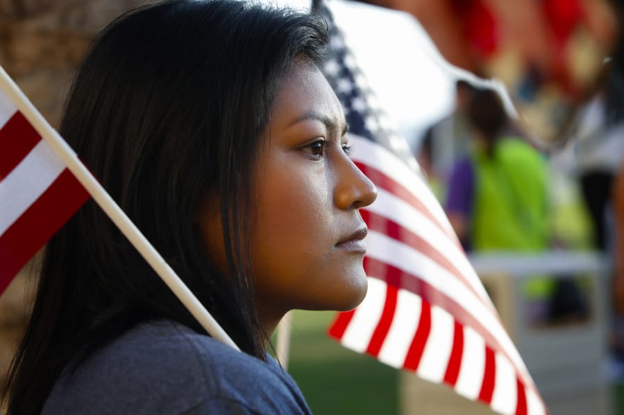 Vianey Martinez from Normal Heights, a recipient of DACA, at a 2017 rally. (Nelvin C.