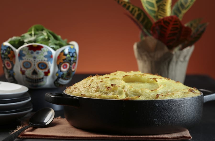 A Shepherd&#039;s pie prepared and styled by Shannon Kinsella, in the test kitchen, Wednesday Sept. 30, 2020.