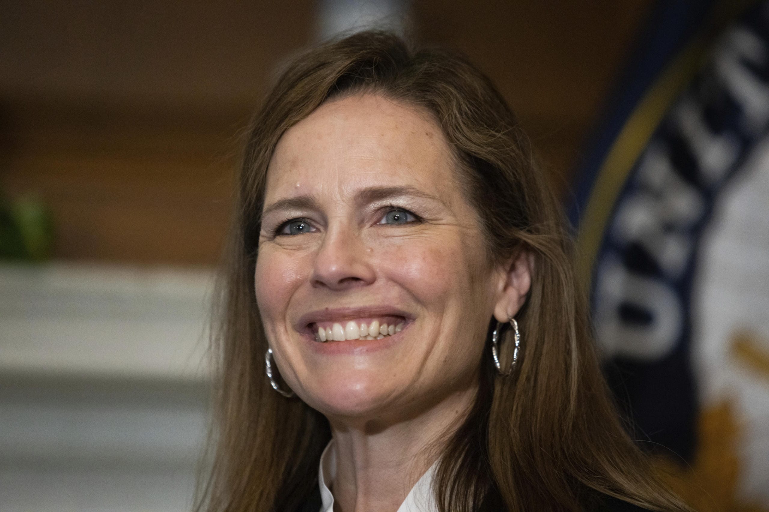 In this Oct. 1, 2020, photo, Supreme Court nominee Judge Amy Coney Barrett, meets with Sen. Roger Wicker, R-Miss., at the Capitol in Washington. Confirmation hearings begin Monday for President Donald Trump’s Supreme Court nominee, Amy Coney Barrett. If confirmed, the 48-year-old appeals court judge would fill the seat of liberal Justice Ruth Bader Ginsburg, who died last month.