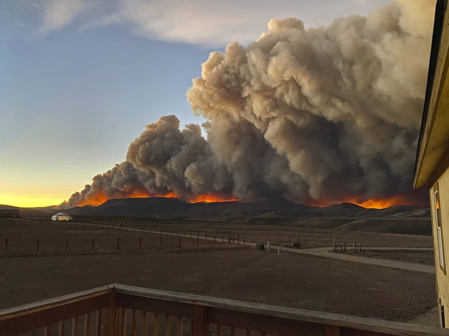 Jessy Ellenberger took this photo from her home north of Granby, Colo., just before sunset Wednesday as the East Troublesome Fire exploded in the Grand Lake area.