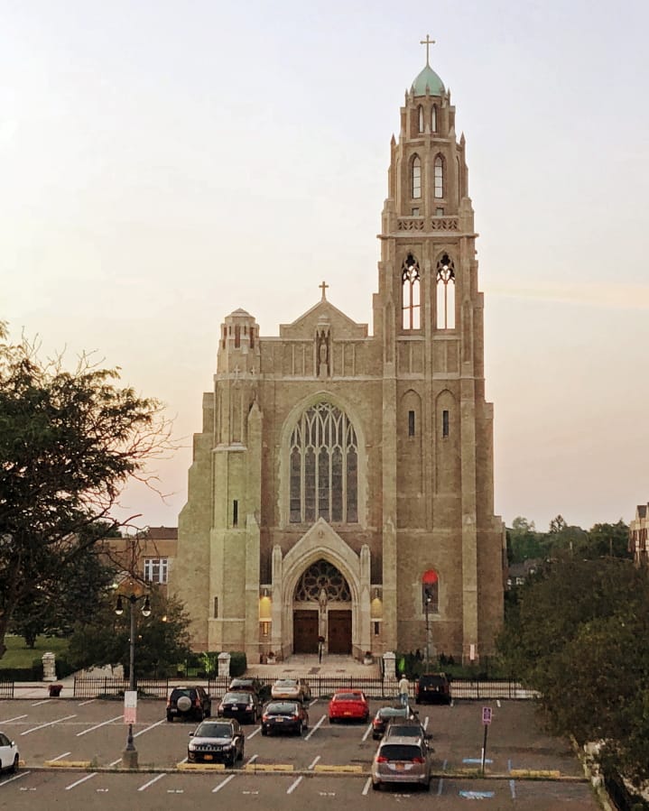 This July 1, 2018 photo shows St. Agnes Cathedral, seat of the Diocese of Rockville Centre, on New York&#039;s Long Island. New York&#039;s Roman Catholic Diocese of Rockville Centre, the largest in the U.S., has filed for Chapter 11 bankruptcy protection because of financial pressure from lawsuits over past sexual abuse by clergy members. (AP Photo/Michael R.