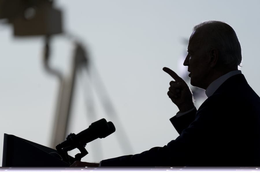 Democratic presidential candidate former Vice President Joe Biden speaks at Miramar Regional Park in Miramar, Fla., Tuesday Oct. 13, 2020.