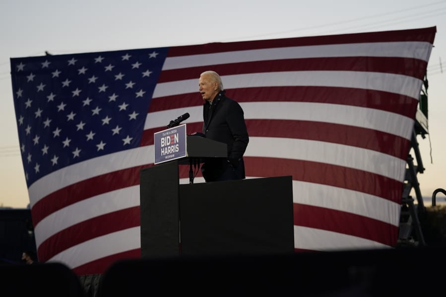 Democratic presidential candidate former Vice President Joe Biden speaks at Michigan State Fairgrounds on Friday in Novi, Mich.