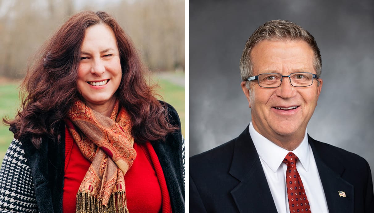 Challenger Donna Sinclair, left, and Rep. Larry Hoff, candidates for 18th Legislative District, Position 2.