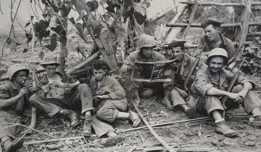 FILE - This Aug. 2, 1944 photo, courtesy of the U.S. Army Signal Corps, shows members of the famed WWII Army unit Merrill&#039;s Marauders less than 75 yards from enemy positions, on display during a gathering of remaining members, family and history buffs, in New Orleans. The unit that spent months marching and fighting behind enemy lines in Burma has been approved to receive the Congressional Gold Medal, Congress&#039; highest honor. Nearly 3,000 soldiers began the unit&#039;s secret mission in Japanese occupied Burma in 1944. Barely 200 remained in the fight when their mission was completed five months later.   (U.S.