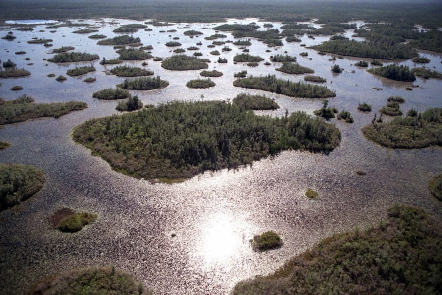 FILE-In this Thursday, April 3, 1997 file photo, the Okefenokee National Wildlife Refuge in southeast Ga., is is seen. A mining company said Tuesday it plans to dig for minerals without a federal permit at the edge of the vast wildlife refuge in the Okefenokee Swamp, a big step for a once-embattled project that&#039;s now benefitting from the Trump administration&#039;s rollback of environmental rules.