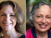 Incumbent Washington Public Lands Commissioner Hilary Franz, left, and challenger Sue Kuehl Pederson.