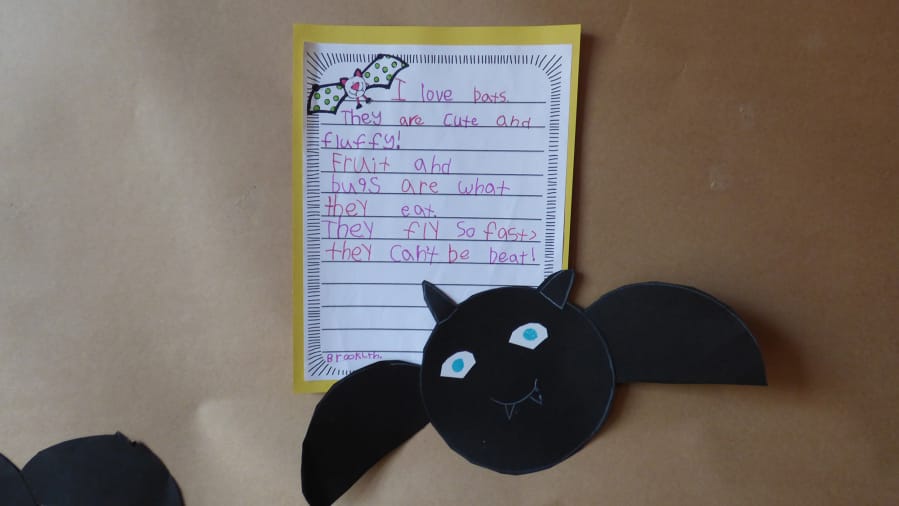 RIDGEFIELD: First-graders in Brigid Tayloris Class at Union Ridge Elementary School have art on display at the Liberty Theater and Seasons Coffee Shop, inspired by a lesson about bats.