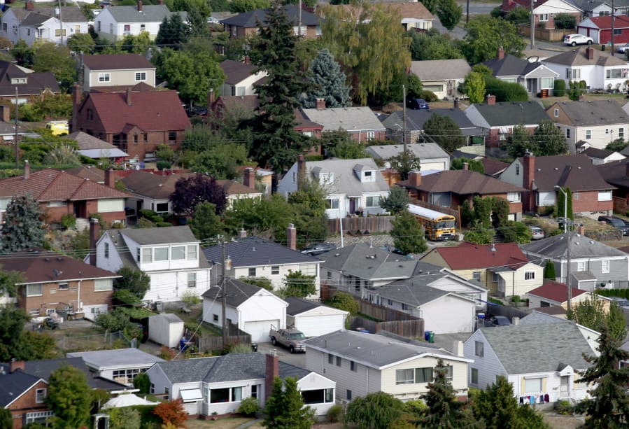 Aerials of homes in the Beacon HIll neighborhood on Friday, September 16, 2016. (Ellen M.