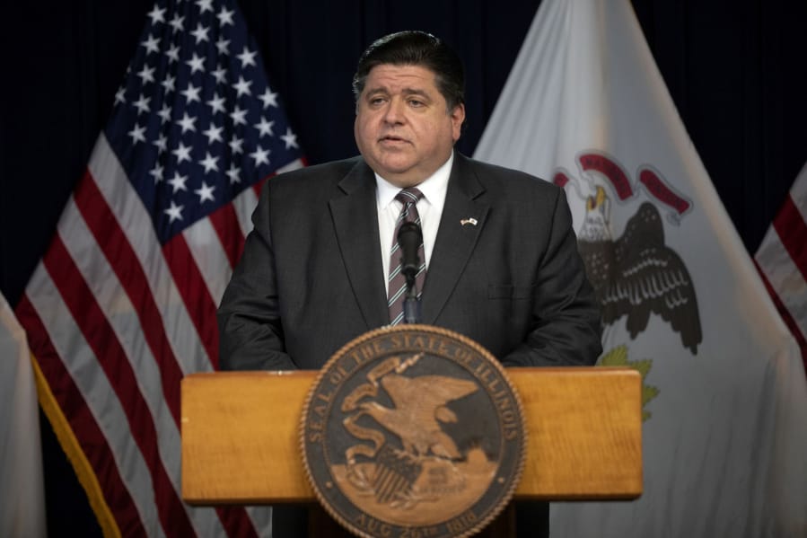 In this file photo, Illinois Gov. J.B. Pritzker speaks during a daily press conference regarding the coronavirus pandemic and other issues Wednesday, Nov.