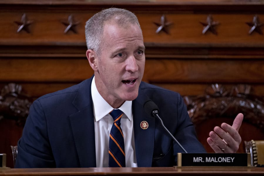 In this file photo, Representative Sean Patrick Maloney of New York, questions witnesses during a House Intelligence Committee impeachment inquiry hearing on Capitol Hill November 21, 2019 in Washington, DC. The Democratic Party tries to decide between Reps. Sean Patrick Maloney of New York and Tony Cardenas of California to chair the Democratic Congressional Campaign Committee as the party debates what led to unexpected losses in 2020.