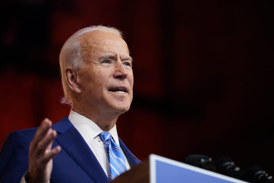 President-elect Joe Biden speaks Wednesday, Nov. 25, 2020, in Wilmington, Del.
