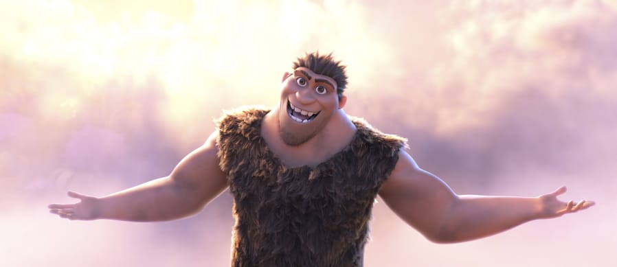 This image released by DreamWorks shows Grug Crood, voiced by Nicolas Cage, in a scene from the animated film &quot;The Croods: A New Age.&quot; (DreamWorks Animation via AP)