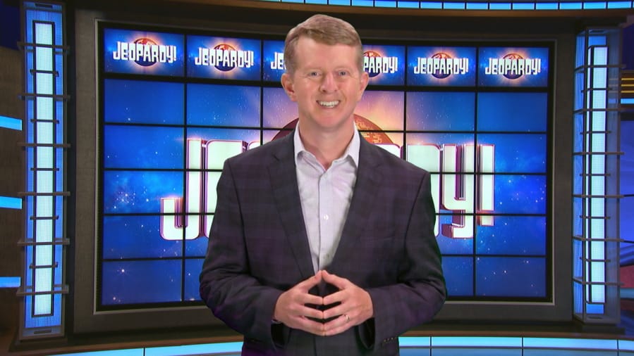 This image released by JEOPARDY! shows Ken Jennings, a 74-time champion the the set of the popular quiz show. Jennings will be the first interim guest for the late Alex Trebek, and the show will try other guest hosts before naming a permanent replacement. (JEOPARDY!