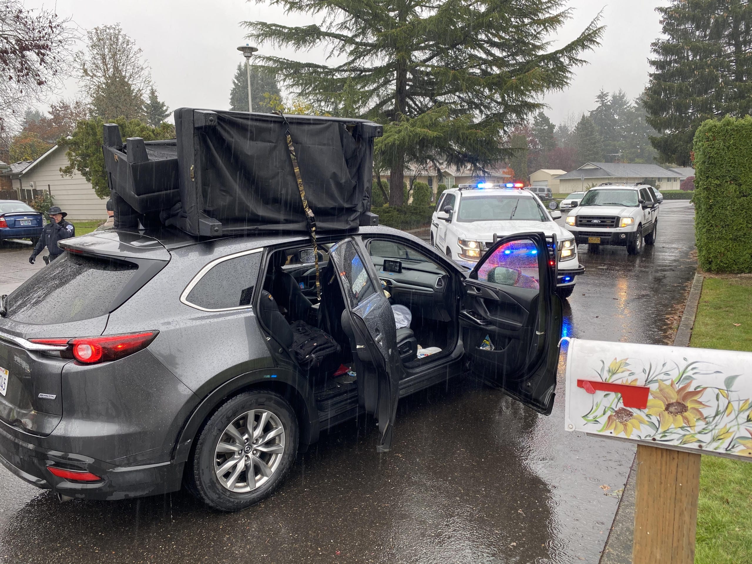 An Oregon man was arrested Tuesday after allegedly robbing a hardware store in Happy Valley, Ore., and then leading law enforcement on a chase into Vancouver with a large sofa strapped to the top of the getaway vehicle.