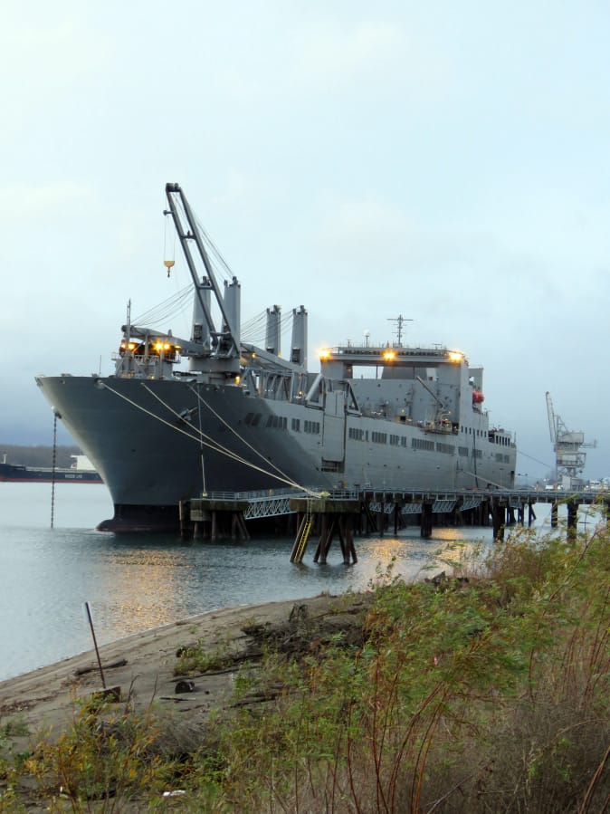 FRUIT VALLEY: The USNS Fisher, a 951-foot-long Military Sealife Command vessel, arrived at the Port of Vancouver on Dec.