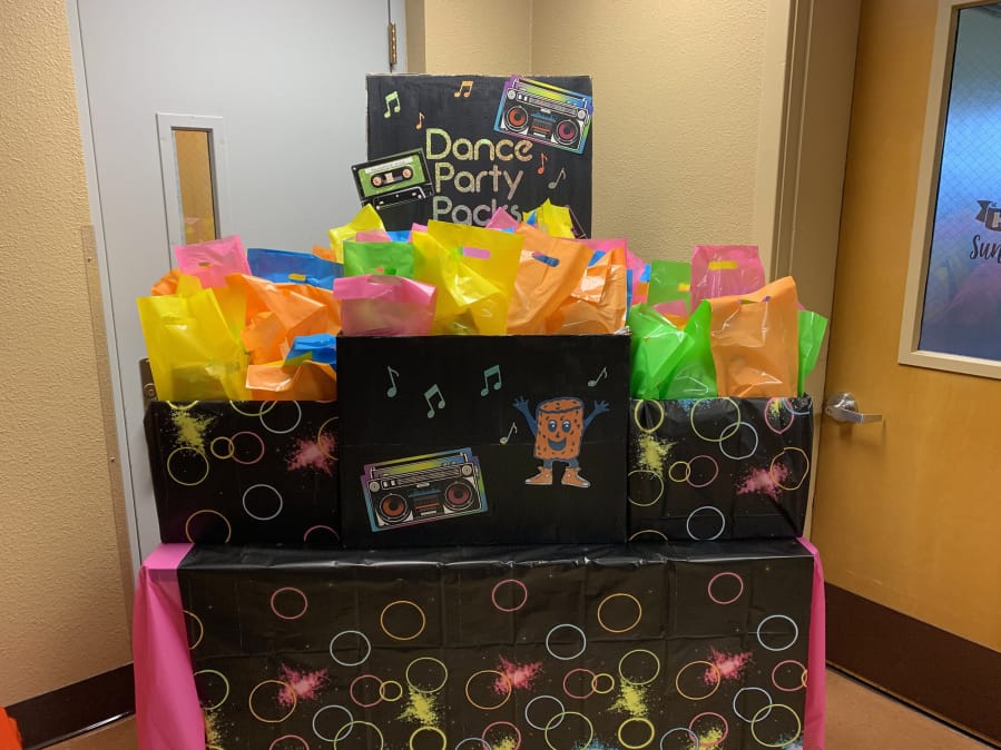 RIDGEFIELD: The Union Ridge Elementary School PTO made a display so parents could drive through to pick up goody bags before a virtual dance.