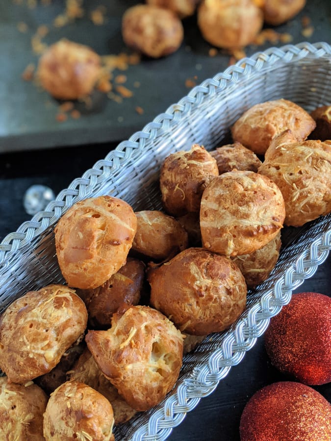Light and airy, cheese gougeres are easy to make, and pair wonderfully with Champagne on New Year&#039;s Eve.