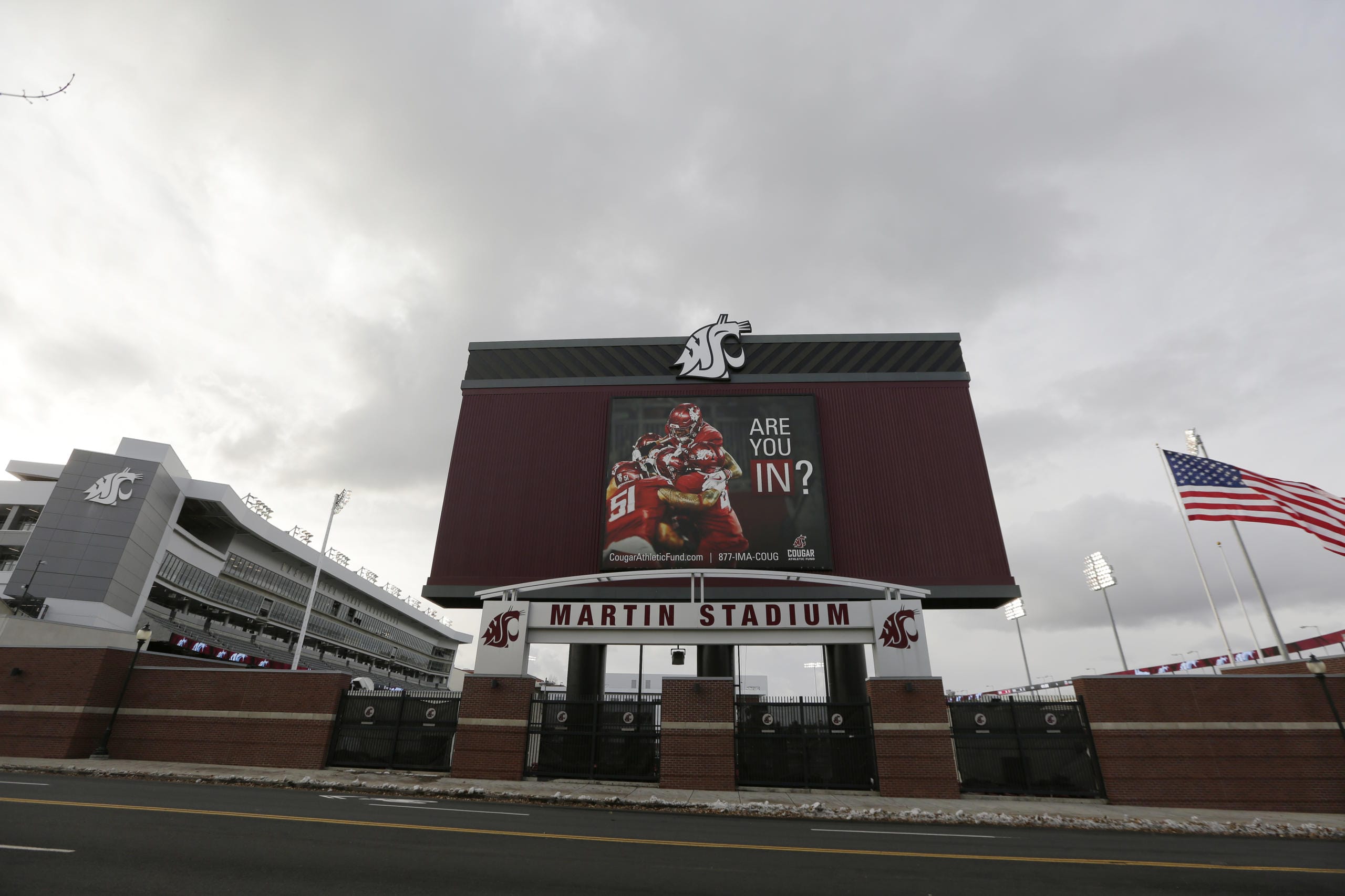 Martin Stadium is seen on the Washington State University campus before an NCAA college football game between Washington State and Oregon in Pullman, Wash., Saturday, Nov. 14, 2020.