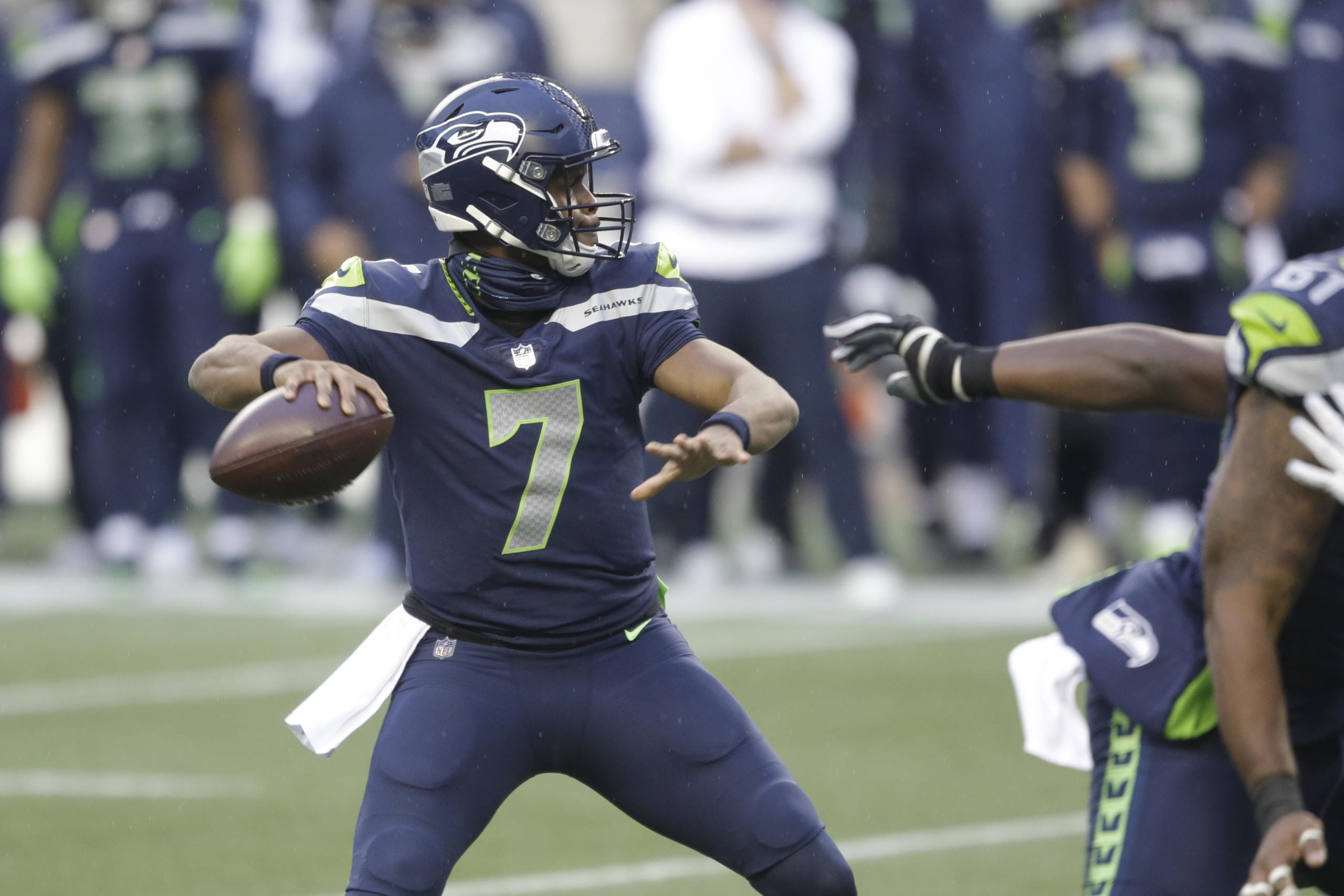 Seattle Seahawks quarterback Geno Smith drops back to pass against the New York Jets during the second half of an NFL football game, Sunday, Dec. 13, 2020, in Seattle.