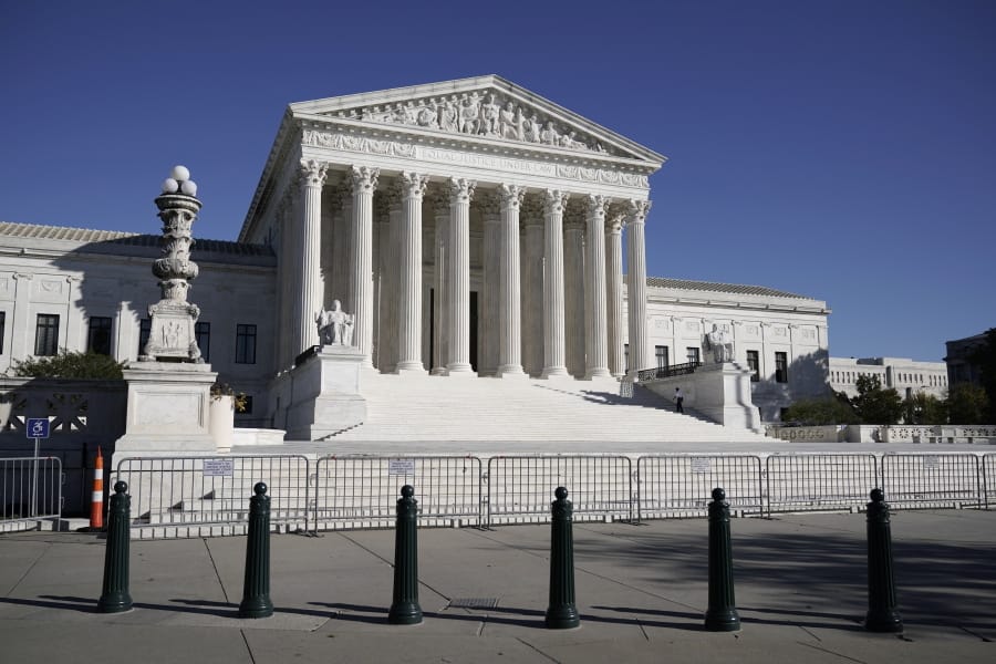 FILE - In this Nov. 4, 2020 photo, The Supreme Court in Washington. (AP Photo/J.