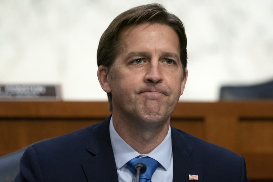FILE - In this Oct. 14, 2020, file photo Sen. Ben Sasse, R-Neb., questions Supreme Court nominee Amy Coney Barrett during the third day of her confirmation hearings before the Senate Judiciary Committee on Capitol Hill in Washington.