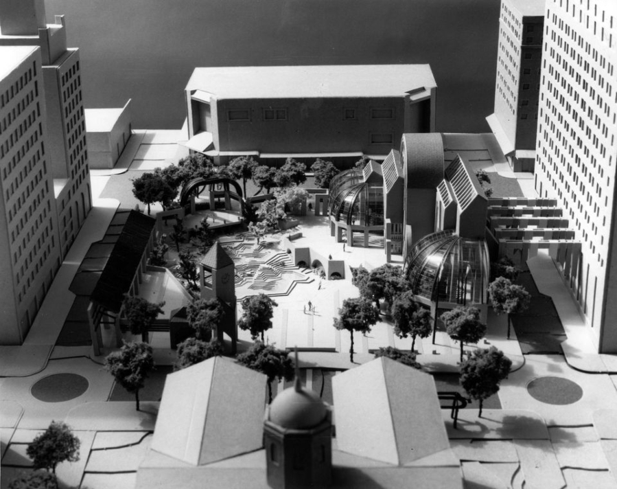 Proposed Pioneer Courthouse Square design by Lawrence Halprin and Charles Moore