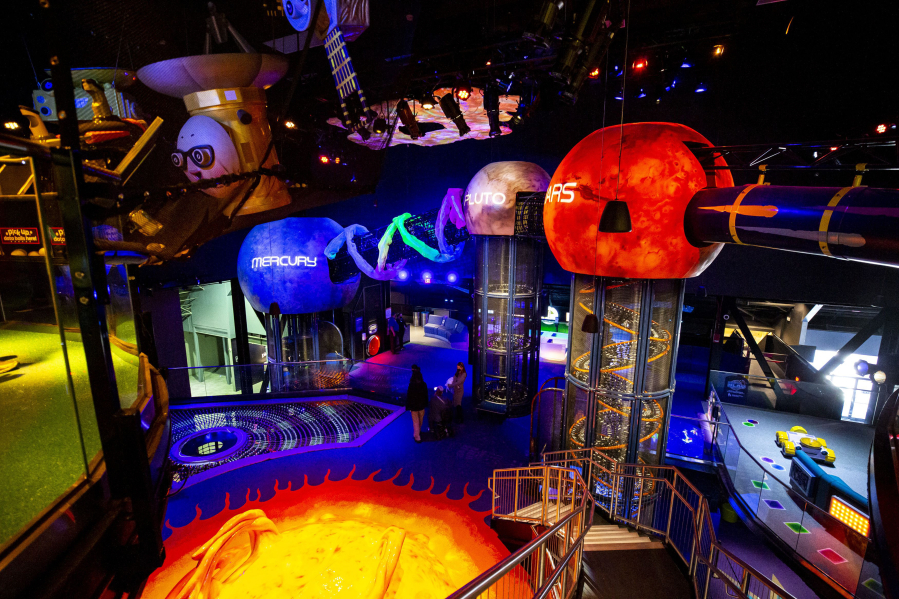 Mercury, Pluto and Mars are among planets represented at Planet Play, part of Kennedy Space Center Visitor Complex.