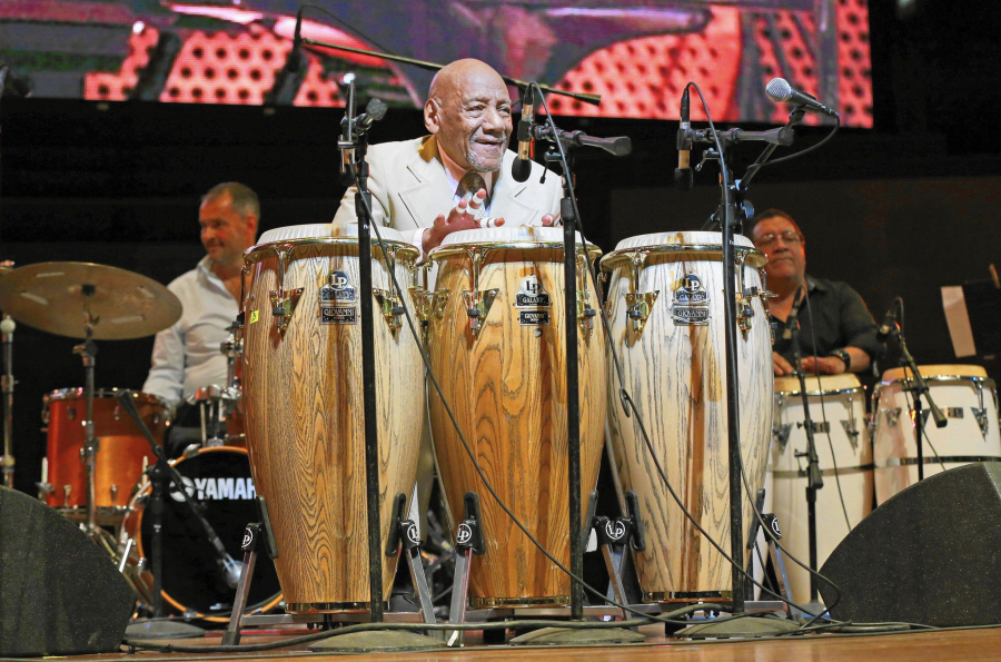 Candido Camero performs during the Chicago Jazz Festival at Pritzker Pavilion in 2016.