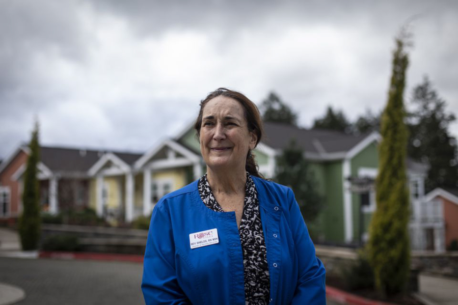 Bev Shields, nursing director at Rose Villa Senior Living in Oak Grove, Oregon oversaw some of her staff as they received the first round of Pfizer COVID-19 vaccines at the facility on December 21, 2020.