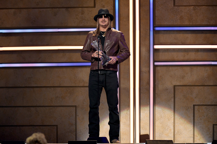 Kid Rock speaks onstage during the 2019 CMT Artist of the Year at Schermerhorn Symphony Center on in Nashville.