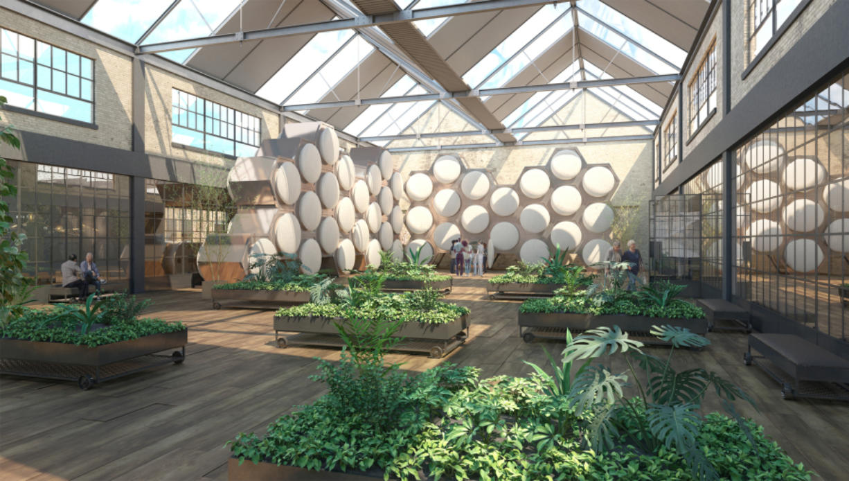 Washington is the first state to legalize human composting. This is a rendering of what a Recompose facility for human composting could look like.