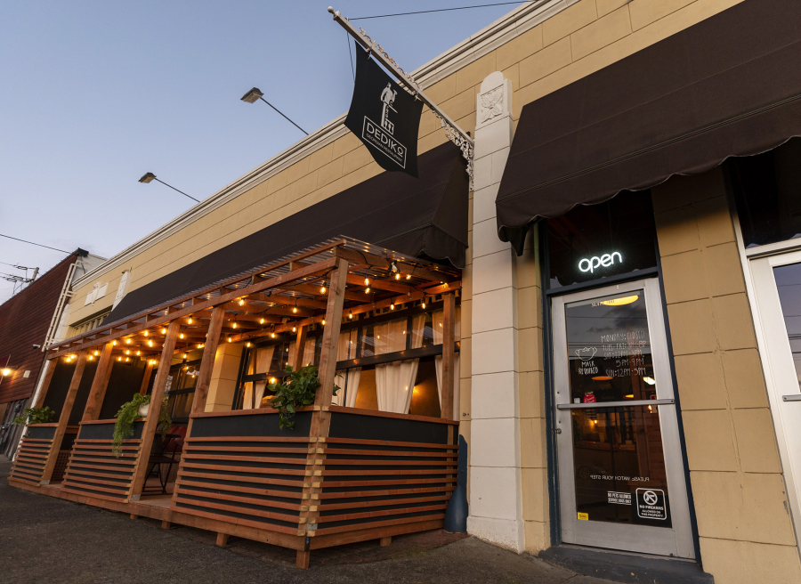 Dediko&#039;s outdoor dining patio sits along Columbia Street in downtown Vancouver.